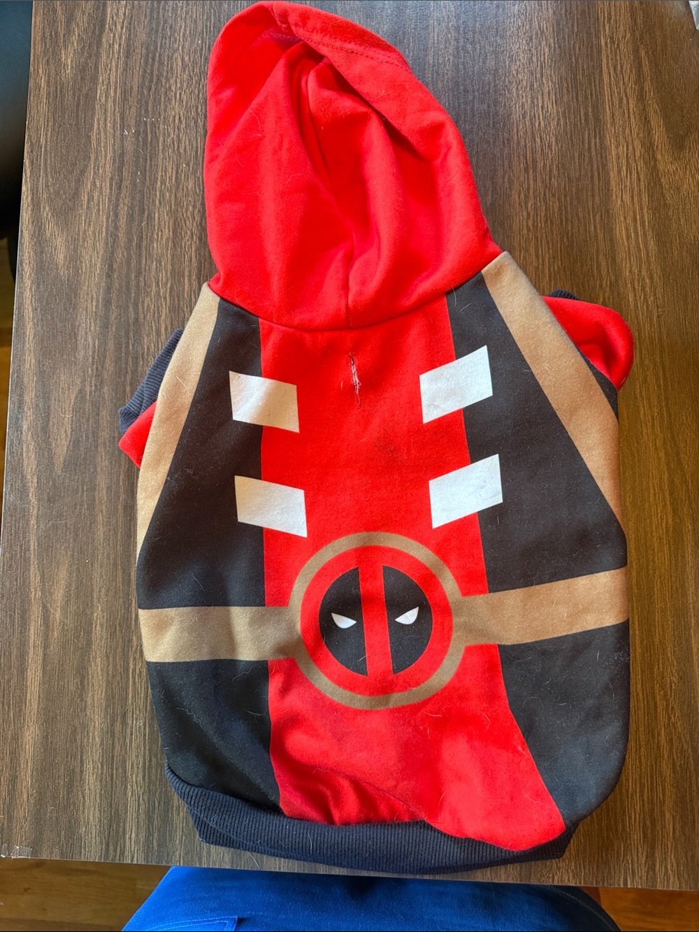Red Deadpool-Style Dog Hoodie Sweater